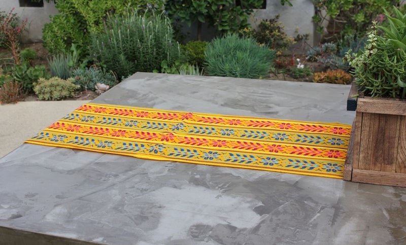 Del Mex Woven Rebozo Style Mexican Table Runner Scarf (Yellow) - Image 3